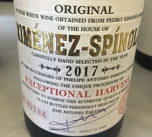 Ximenez Spinola Exceptional Harvest 2017 Jerez Spain